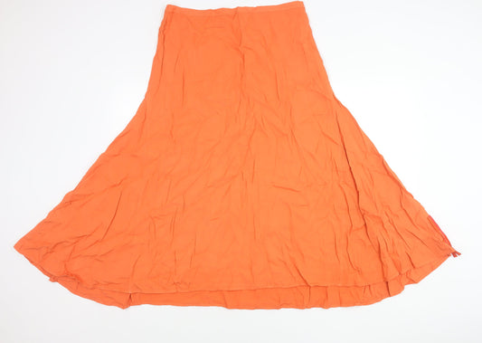 COS Womens Orange Long A-Line Viscose Skirt Size 14