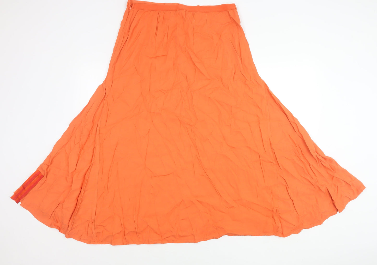 COS Womens Orange Long A-Line Viscose Skirt Size 14