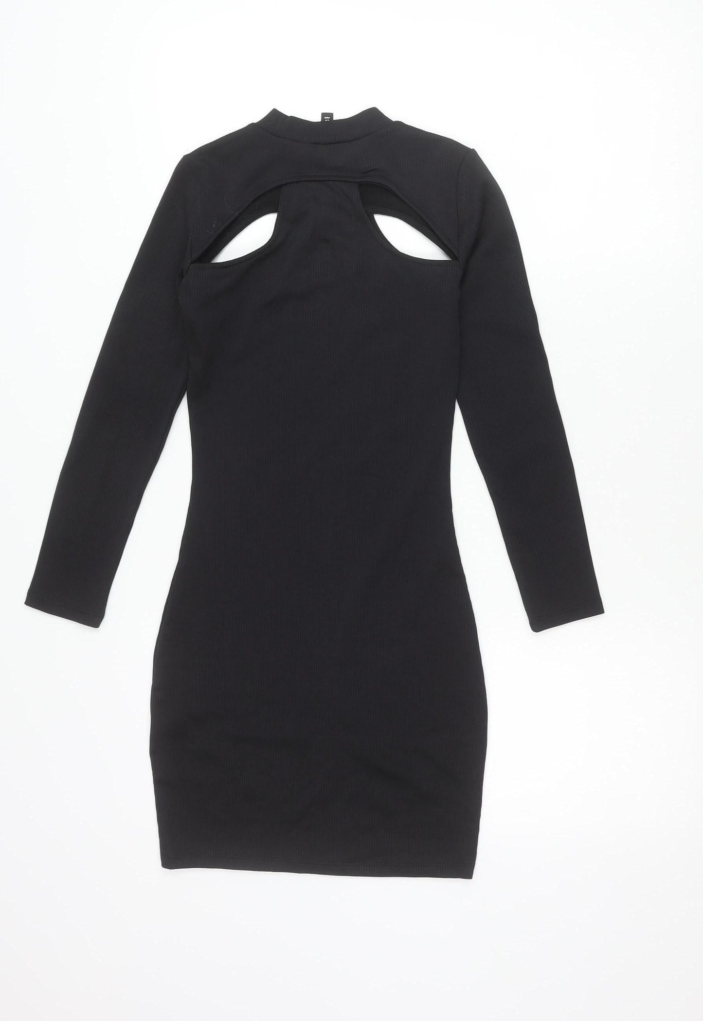 H&M Divided Women’s Black XS Bodycon Mini Dress Long Sleeve Cut Out