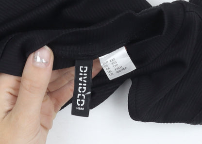 H&M Divided Women’s Black XS Bodycon Mini Dress Long Sleeve Cut Out