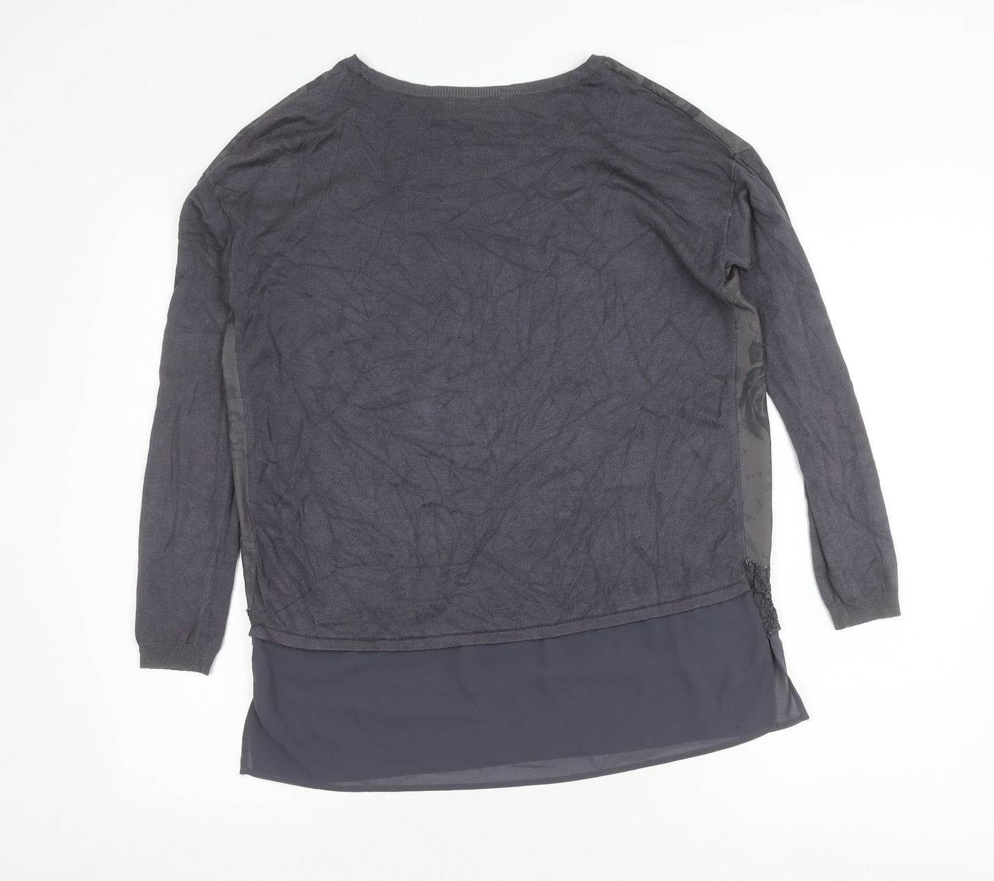 Marks and Spencer Per Una Women's Grey Floral Tunic Blouse UK 10 Long Sleeve