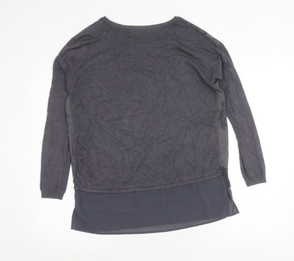 Marks and Spencer Per Una Women's Grey Floral Tunic Blouse UK 10 Long Sleeve