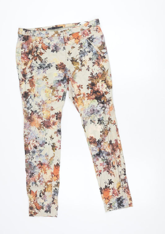 Zara Basic Womens Multicoloured Floral Skinny Leggings Size 12