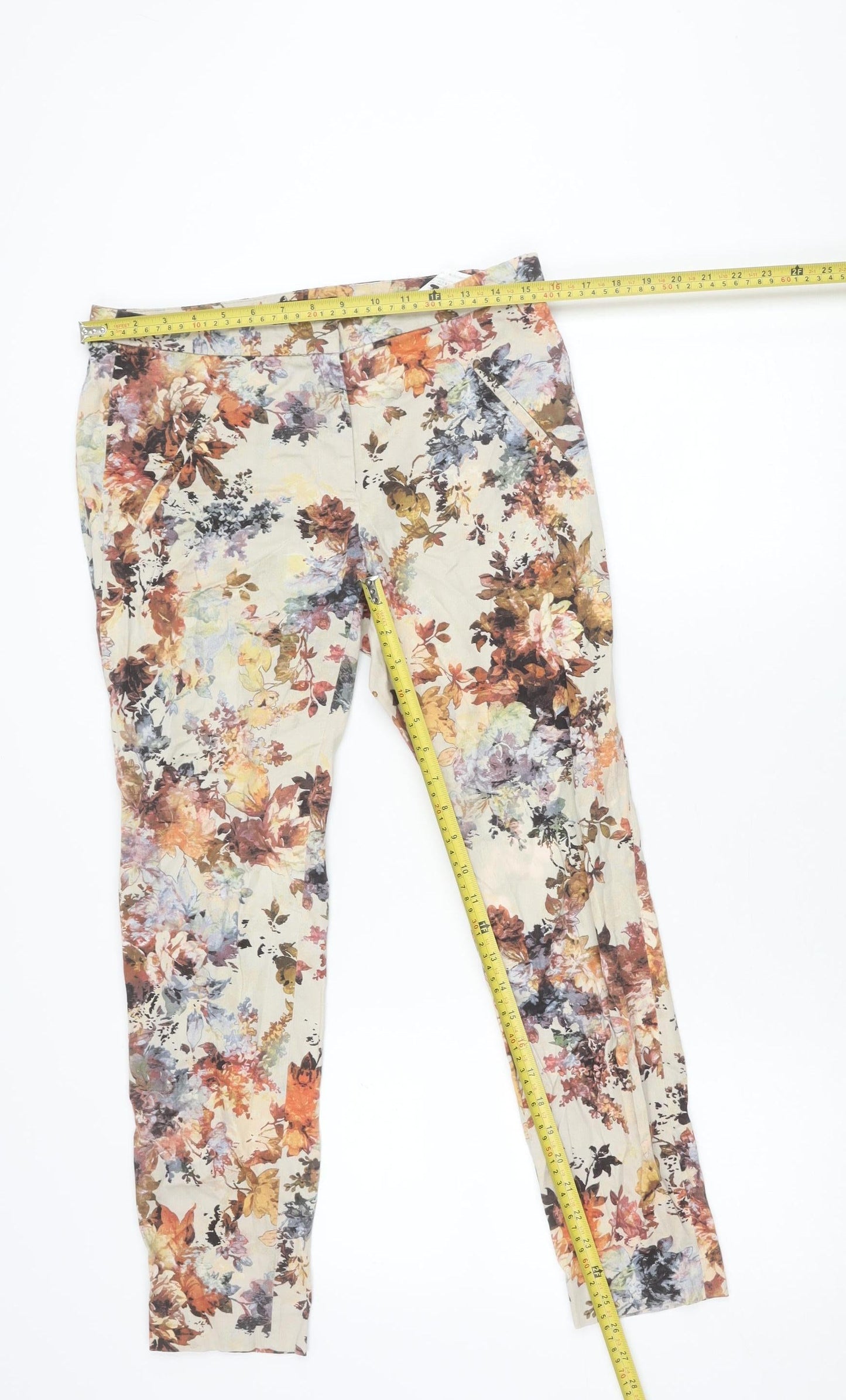 Womens UK Size 12 Zara Basic Slim Fit Leggings Multicoloured Trousers