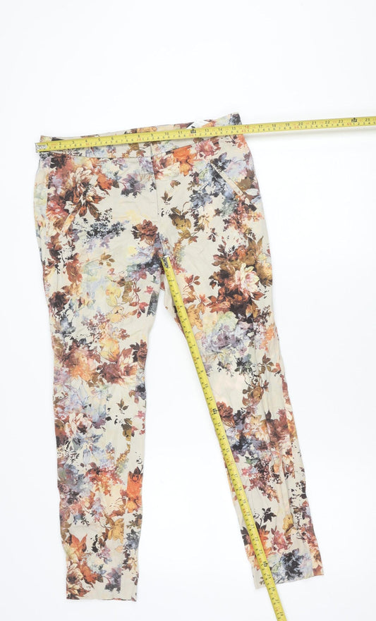 Zara Basic Womens Multicoloured Floral Skinny Leggings Size 12