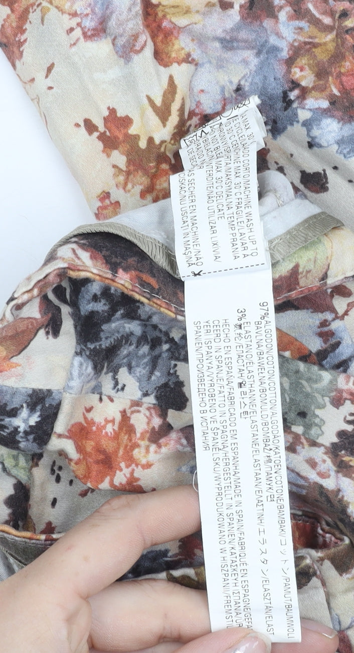 Womens UK Size 12 Zara Basic Slim Fit Leggings Multicoloured Trousers