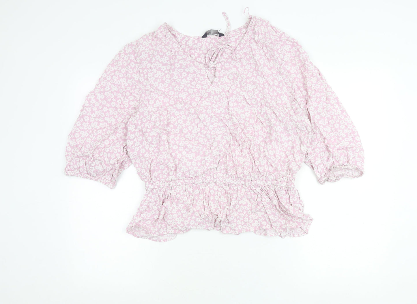 Womens UK Size 16 Marks and Spencer Pink Peasant Blouse