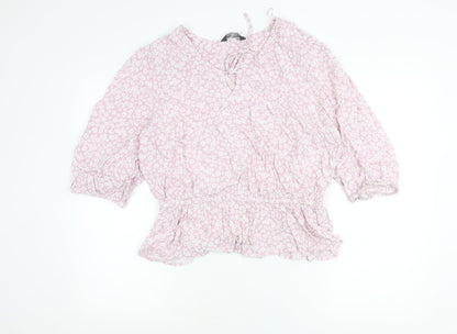 Womens UK Size 16 Marks and Spencer Pink Peasant Blouse