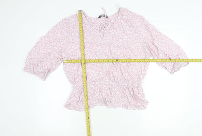 Womens UK Size 16 Marks and Spencer Pink Peasant Blouse