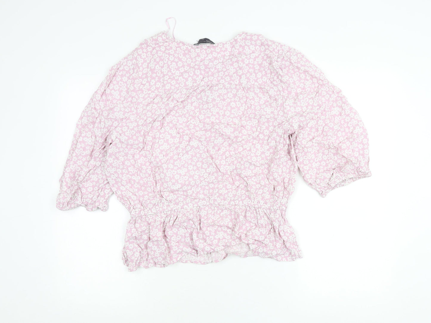 Womens UK Size 16 Marks and Spencer Pink Peasant Blouse