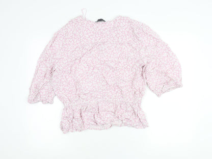 Womens UK Size 16 Marks and Spencer Pink Peasant Blouse