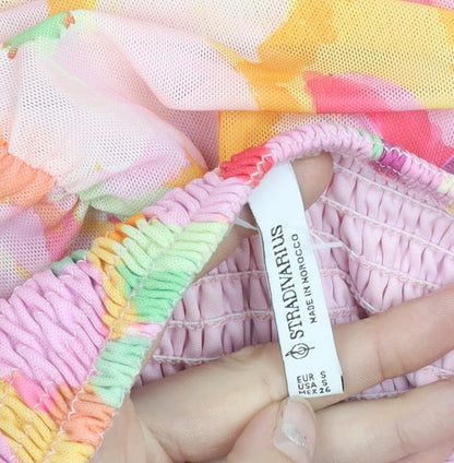 Stradivarius Women’s Multicoloured Floral Bubble Dress Size 8