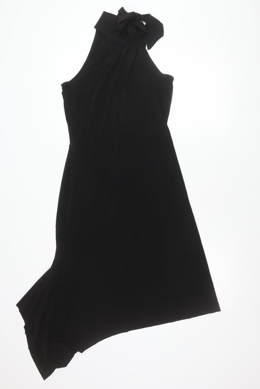 Oasis Womens Black Size 10 Sheath Dress Sleeveless Bow Formal