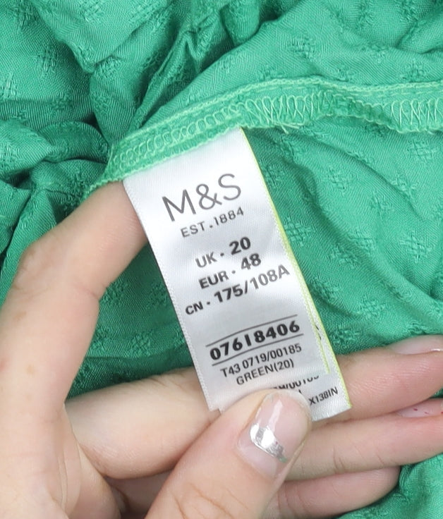 Womens UK Size 20 Marks and Spencer Green Tunic Blouse