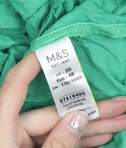 Womens UK Size 20 Marks and Spencer Green Tunic Blouse