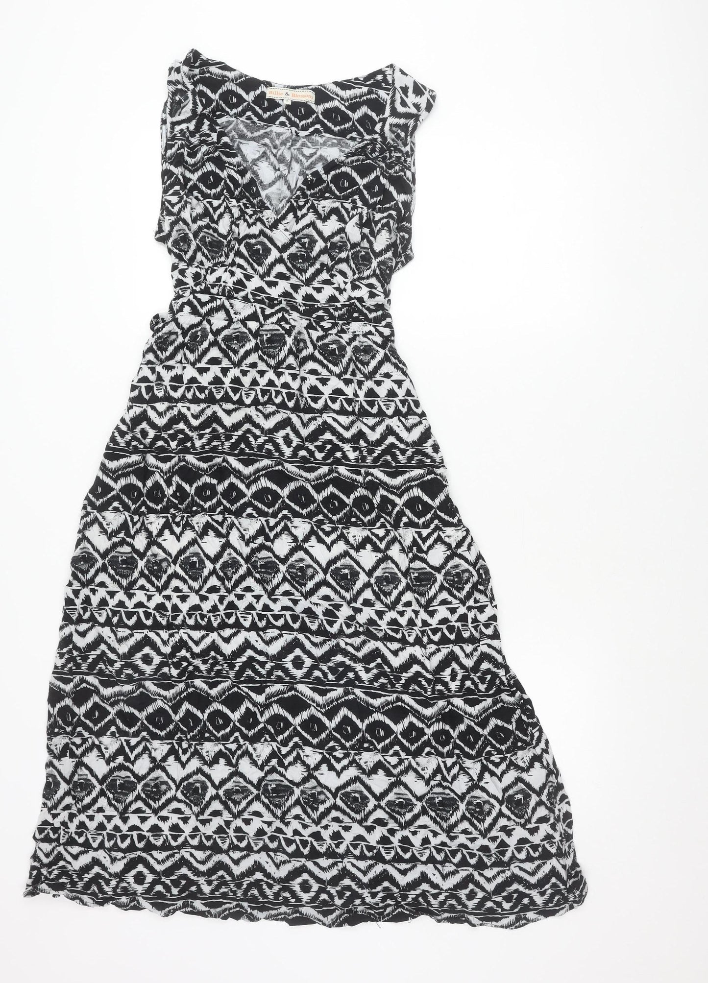 Billie & Blossom Womens Black Aztec Strapless A-Line Dress Size 14