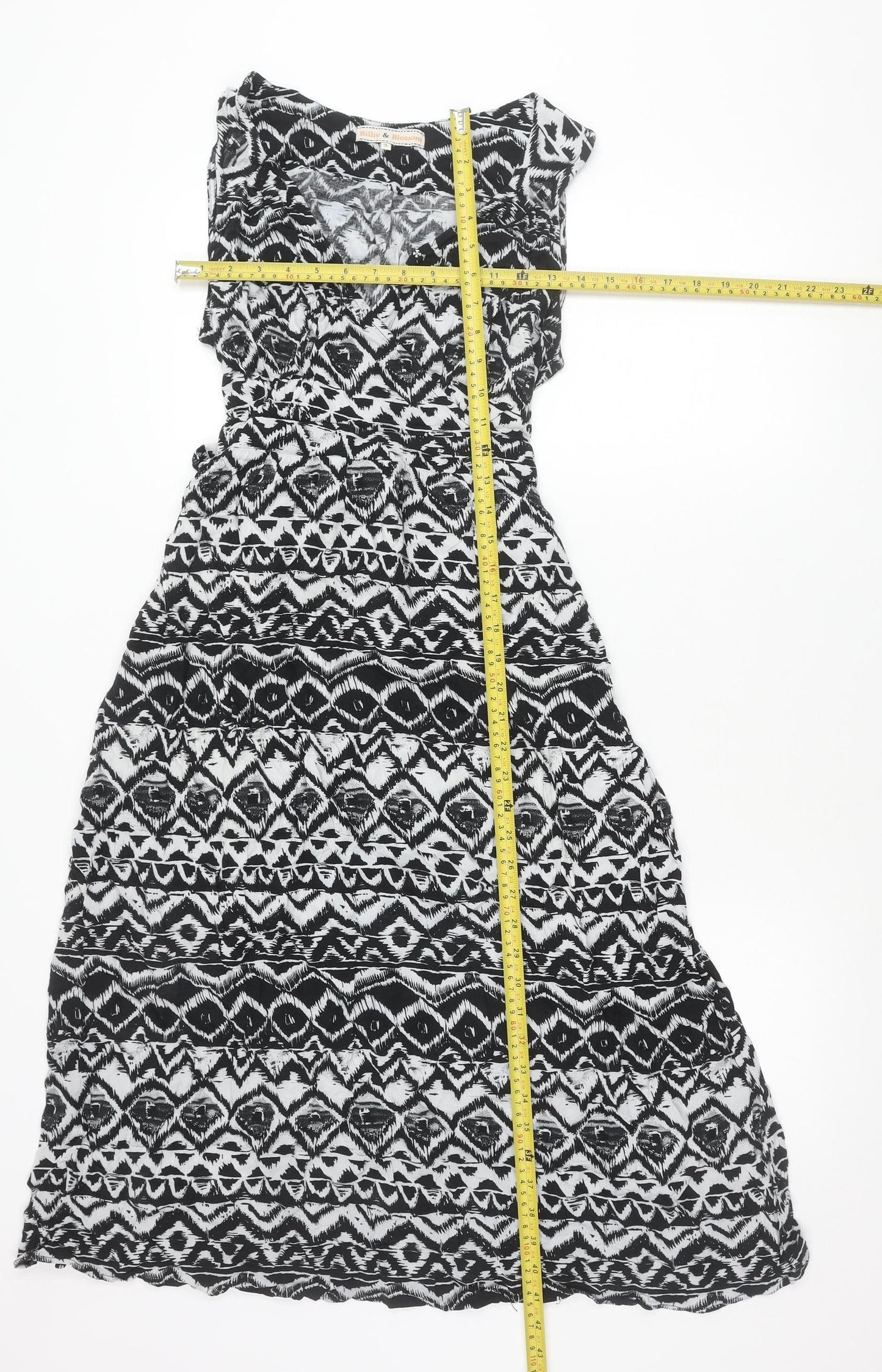 Billie & Blossom Womens Black Aztec Strapless A-Line Dress Size 14