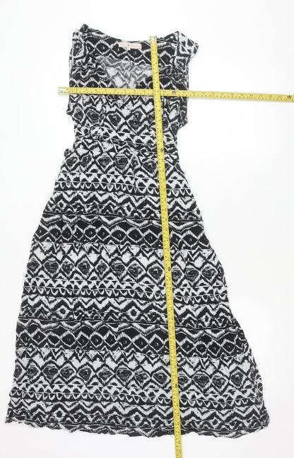 Billie & Blossom Womens Black Aztec Strapless A-Line Dress Size 14