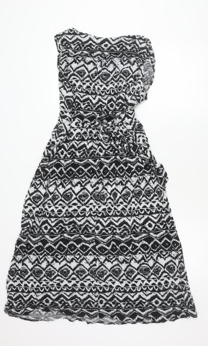 Billie & Blossom Womens Black Aztec Strapless A-Line Dress Size 14