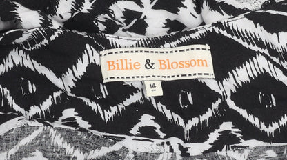 Billie & Blossom Womens Black Aztec Strapless A-Line Dress Size 14