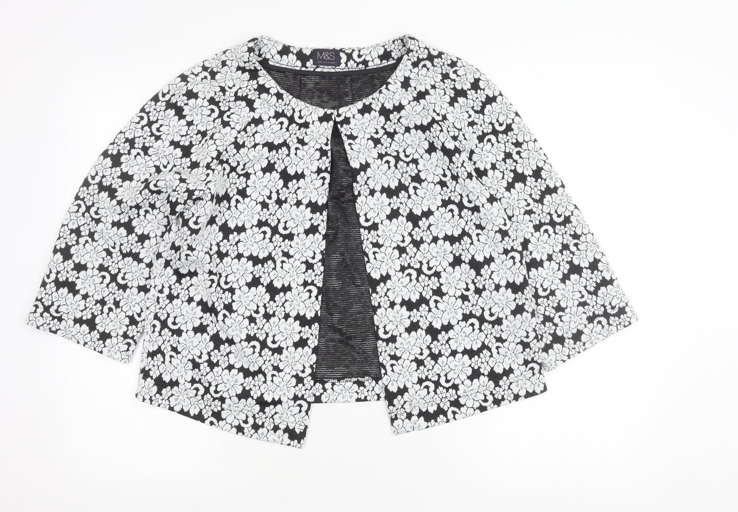 Marks and Spencer Women Black Floral Jacket Size 12 Regular Fit