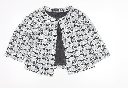 Marks and Spencer Women Black Floral Jacket Size 12 Regular Fit