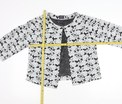 Marks and Spencer Women Black Floral Jacket Size 12 Regular Fit