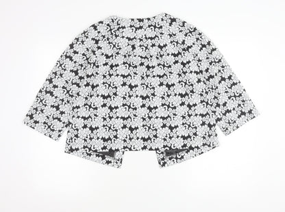 Marks and Spencer Women Black Floral Jacket Size 12 Regular Fit