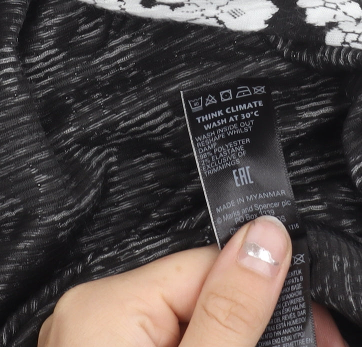 Marks and Spencer Women Black Floral Jacket Size 12 Regular Fit