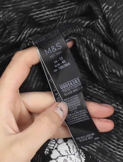 Marks and Spencer Women Black Floral Jacket Size 12 Regular Fit