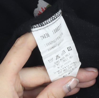 AX Paris Womens Black Floral Blouse Size 12 Long Sleeve Tunic