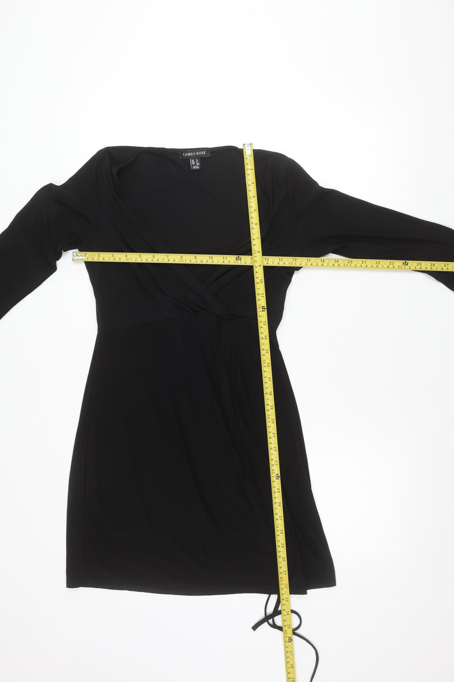 Cameo Rose Women's Black Wrap Dress Size 12 Long Sleeve V-Neck