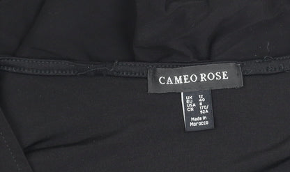 Cameo Rose Women's Black Wrap Dress Size 12 Long Sleeve V-Neck