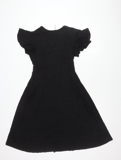 GRECERELLE Women’s Black A-Line Knee Length V-Neck Dress M