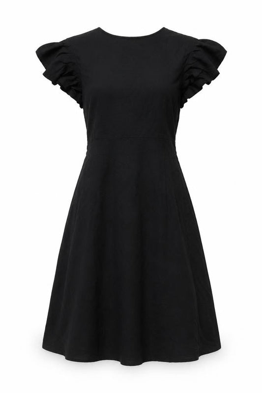 GRECERELLE Women’s Black A-Line Knee Length V-Neck Dress M