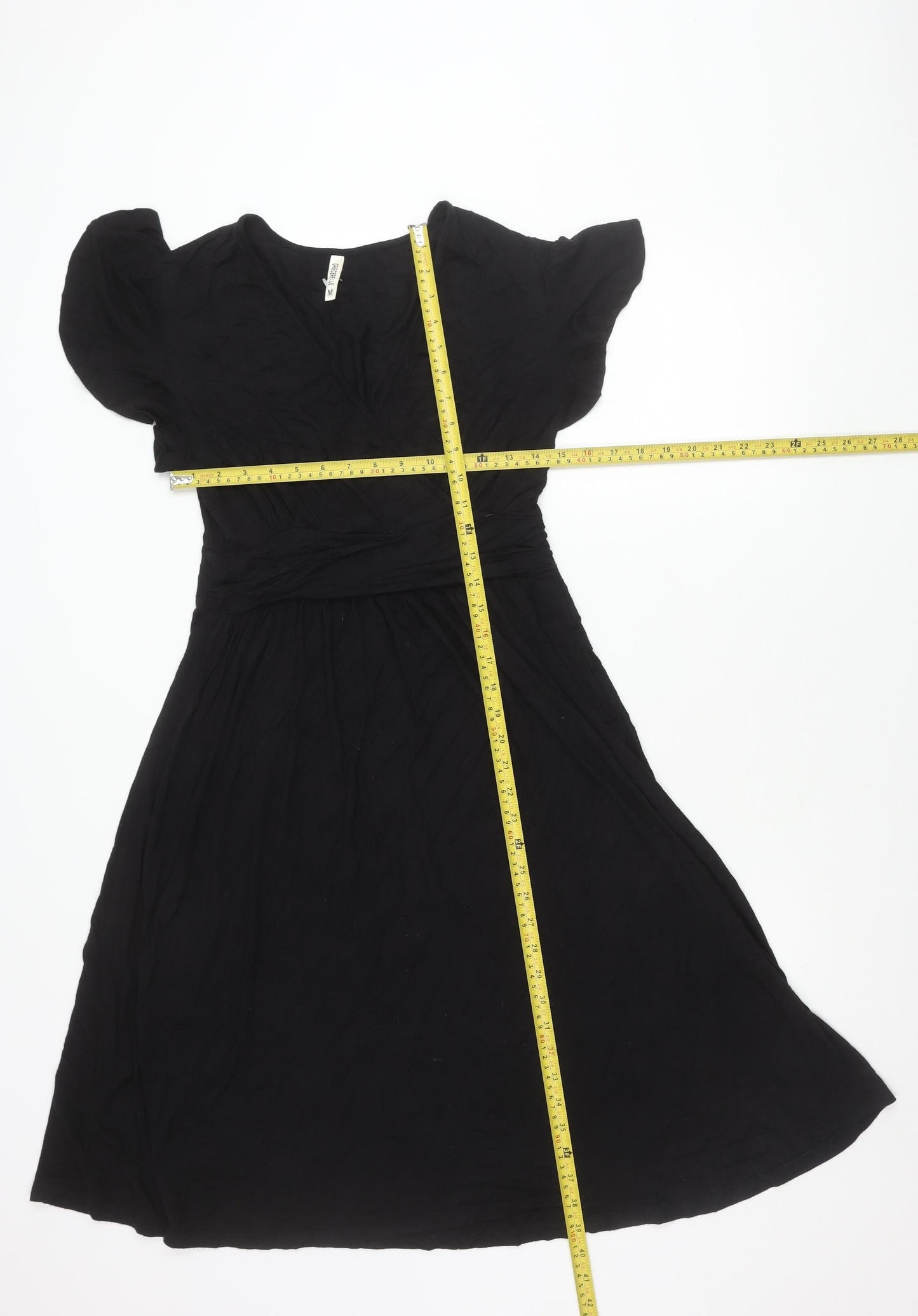 GRECERELLE Women’s Black A-Line Knee Length V-Neck Dress M