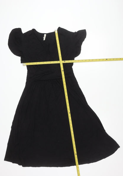 GRECERELLE Women’s Black A-Line Knee Length V-Neck Dress M