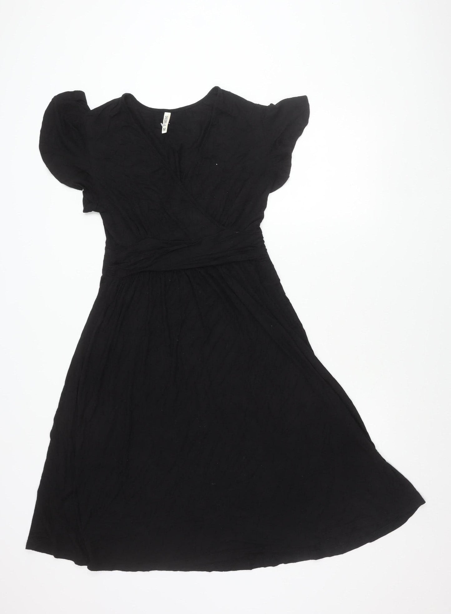 GRECERELLE Women’s Black A-Line Knee Length V-Neck Dress M