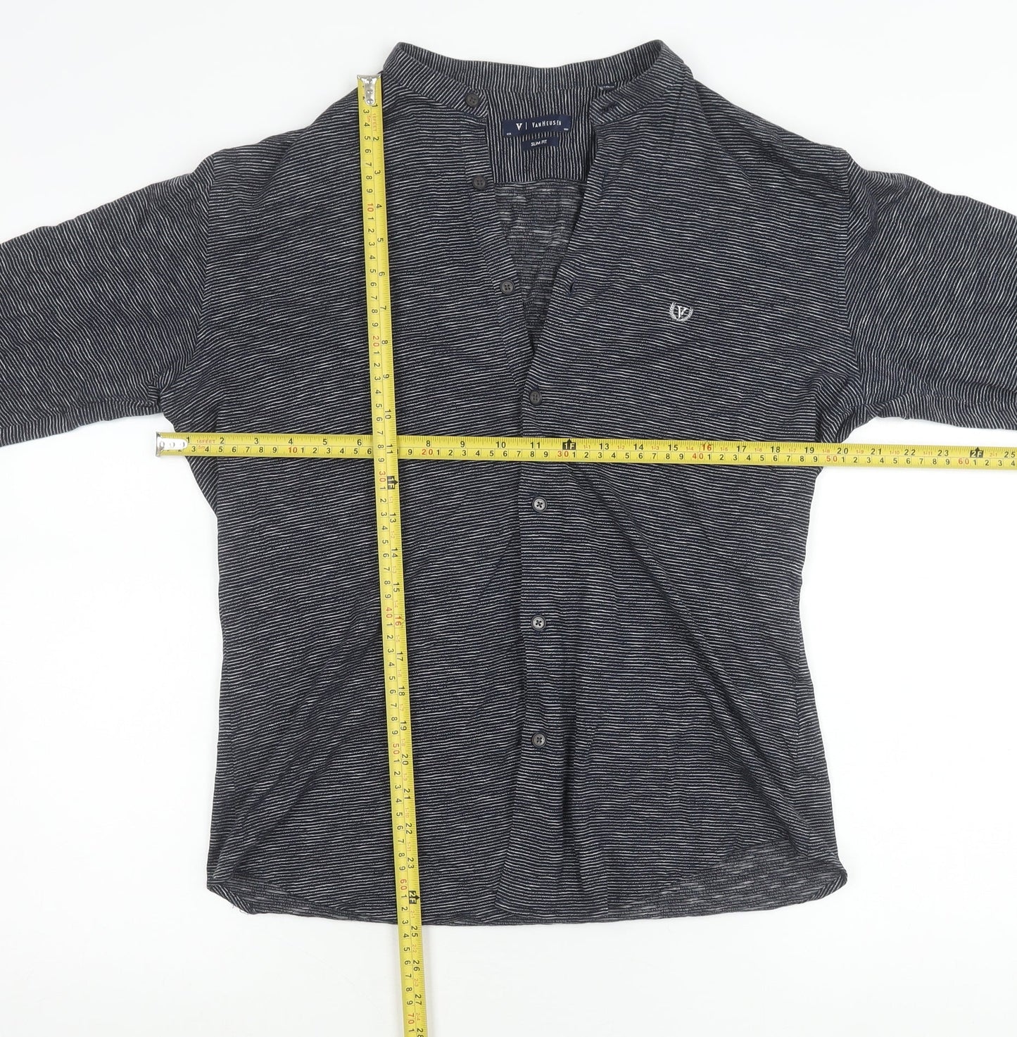 Van Heusen Men’s Blue Slim Fit Long Sleeve Striped Button-Up Shirt Size 15.5