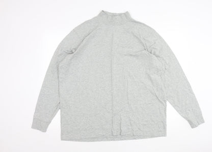 Lands' End Men's Grey XL Mock Neck Cotton Pullover Jumper