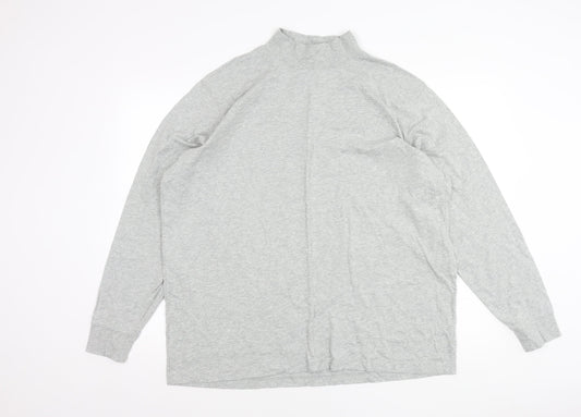 Lands' End Men's Grey XL Mock Neck Cotton Pullover Jumper