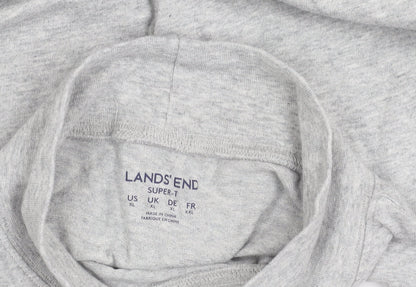 Lands' End Men's Grey XL Mock Neck Cotton Pullover Jumper