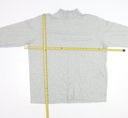Lands' End Men's Grey XL Mock Neck Cotton Pullover Jumper