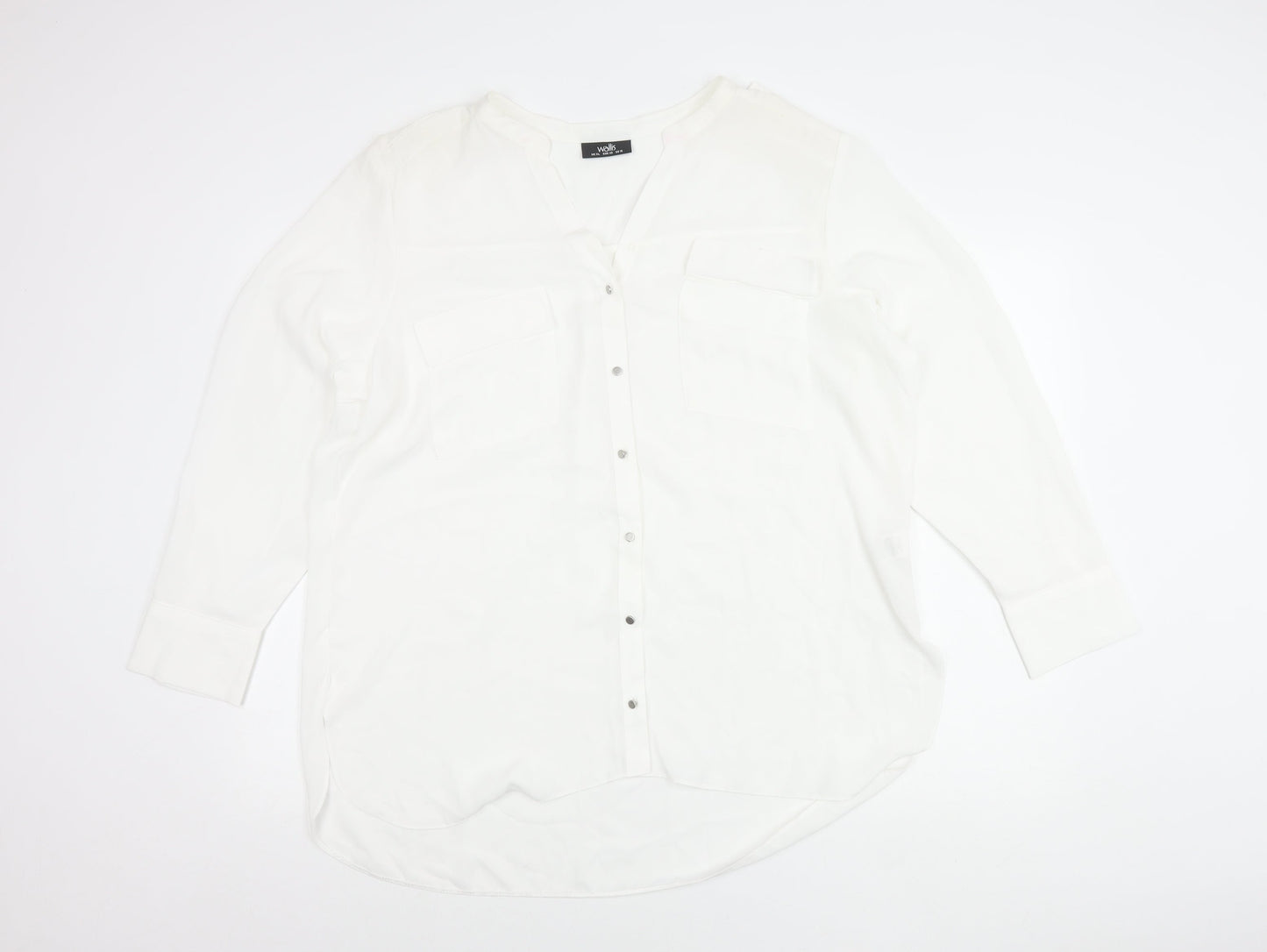 Womens UK Size XL Wallis White Tunic Button-Up