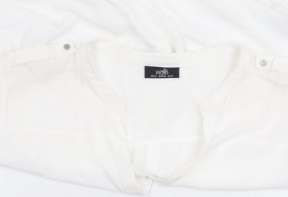 Womens UK Size XL Wallis White Tunic Button-Up