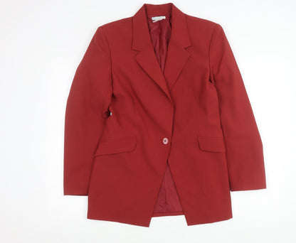 Women’s Red Polyester Lined Blazer Jacket UK 14 Workwear