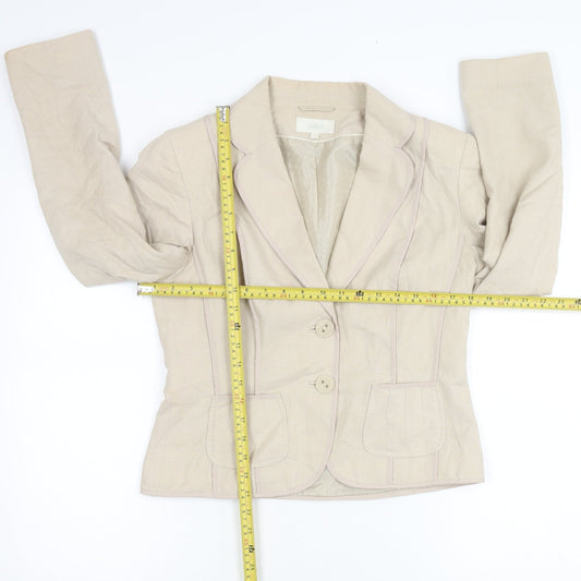 Marks and Spencer Womens Beige Linen Viscose Blazer UK 12 Regular Fit