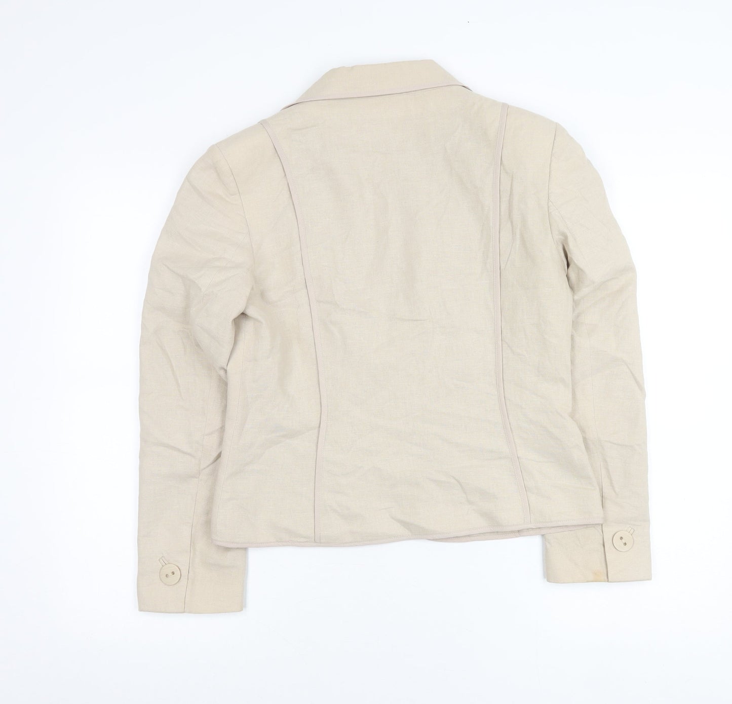 Marks and Spencer Womens Beige Linen Viscose Blazer UK 12 Regular Fit