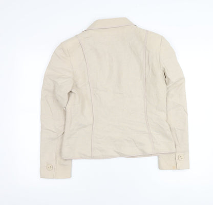 Marks and Spencer Womens Beige Linen Viscose Blazer UK 12 Regular Fit