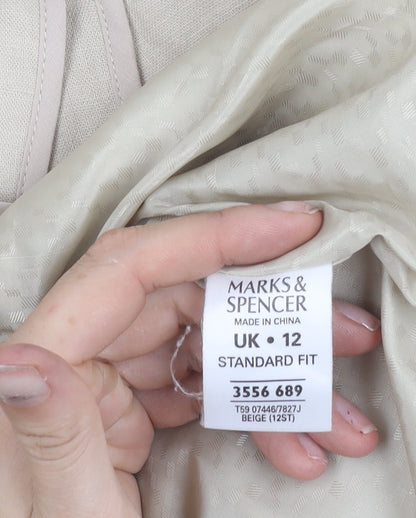 Marks and Spencer Womens Beige Linen Viscose Blazer UK 12 Regular Fit